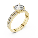 Ethereal Round Brilliant Pavé-Set Solitaire Ring