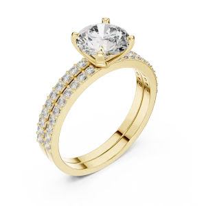 Ethereal Round Brilliant Pavé-Set Solitaire Ring