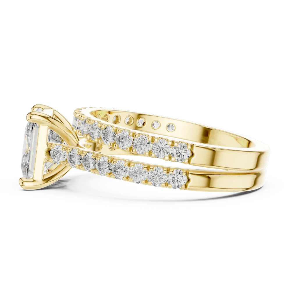 Symmetry Princess Cut Pavé-Set Architectural Solitaire Ring - Image 4