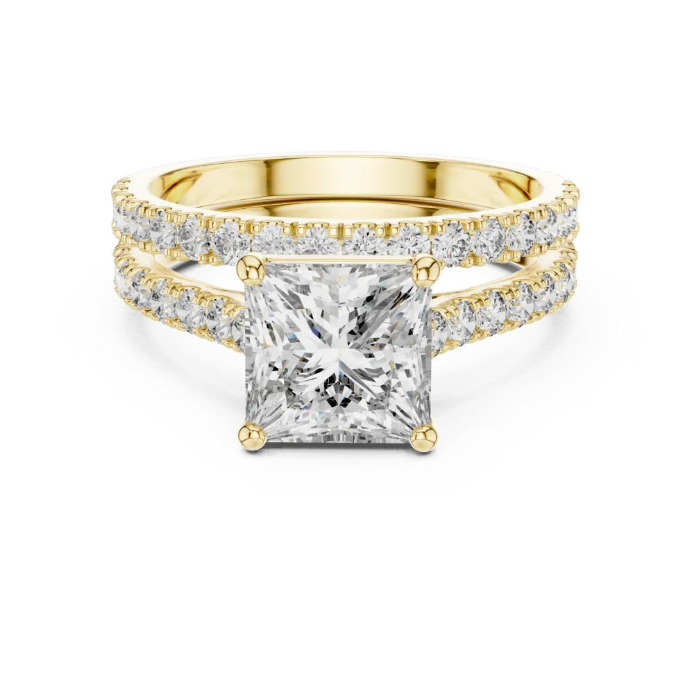 Symmetry Princess Cut Pavé-Set Architectural Solitaire Ring - Image 2