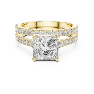 Symmetry Princess Cut Pavé-Set Architectural Solitaire Ring - Image 2
