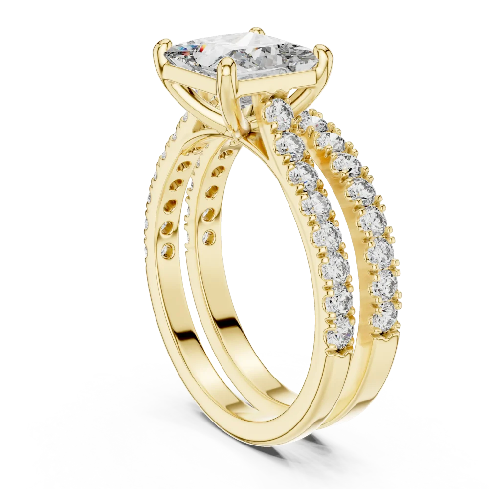 Symmetry Princess Cut Pavé-Set Architectural Solitaire Ring - Image 3