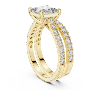Symmetry Princess Cut Pavé-Set Architectural Solitaire Ring - Image 3