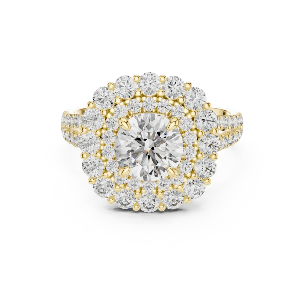 Luminary Round Brilliant Double Halo Solitaire Ring - Image 2