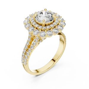 Luminary Round Brilliant Double Halo Solitaire Ring