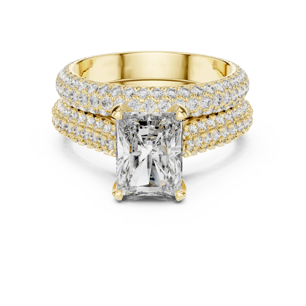 Ethereal Radiant Cut Pavé-Set Architectural Solitaire Ring - Image 2