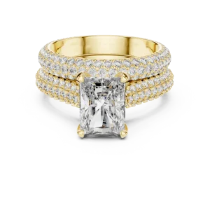 Ethereal Radiant Cut Pavé-Set Architectural Solitaire Ring - Image 2