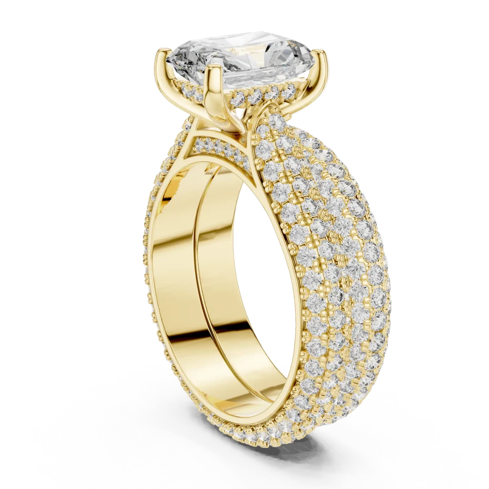 Ethereal Radiant Cut Pavé-Set Architectural Solitaire Ring - Image 3