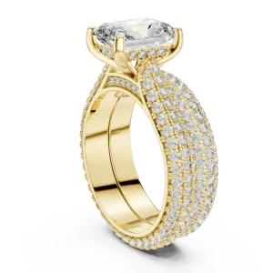 Ethereal Radiant Cut Pavé-Set Architectural Solitaire Ring - Image 3