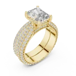 Ethereal Radiant Cut Pavé-Set Architectural Solitaire Ring