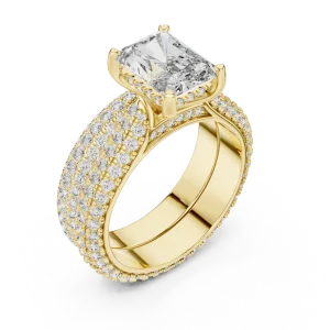 Ethereal Radiant Cut Pavé-Set Architectural Solitaire Ring