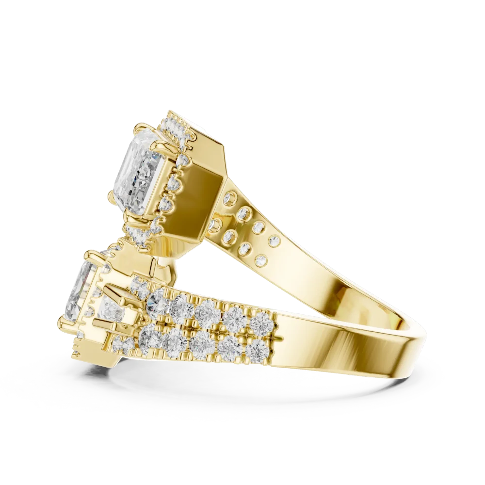 Luminary Emerald and Baguette Dual-Stone Architectural Ring - Image 4