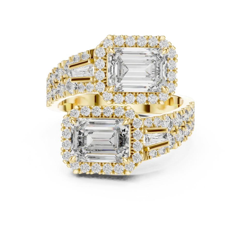 Luminary Emerald and Baguette Dual-Stone Architectural Ring - Image 2