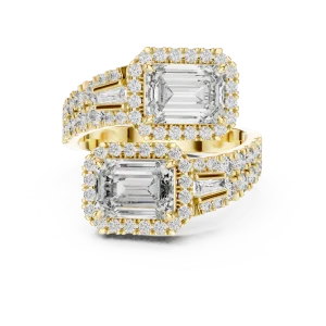 Luminary Emerald and Baguette Dual-Stone Architectural Ring - Image 2