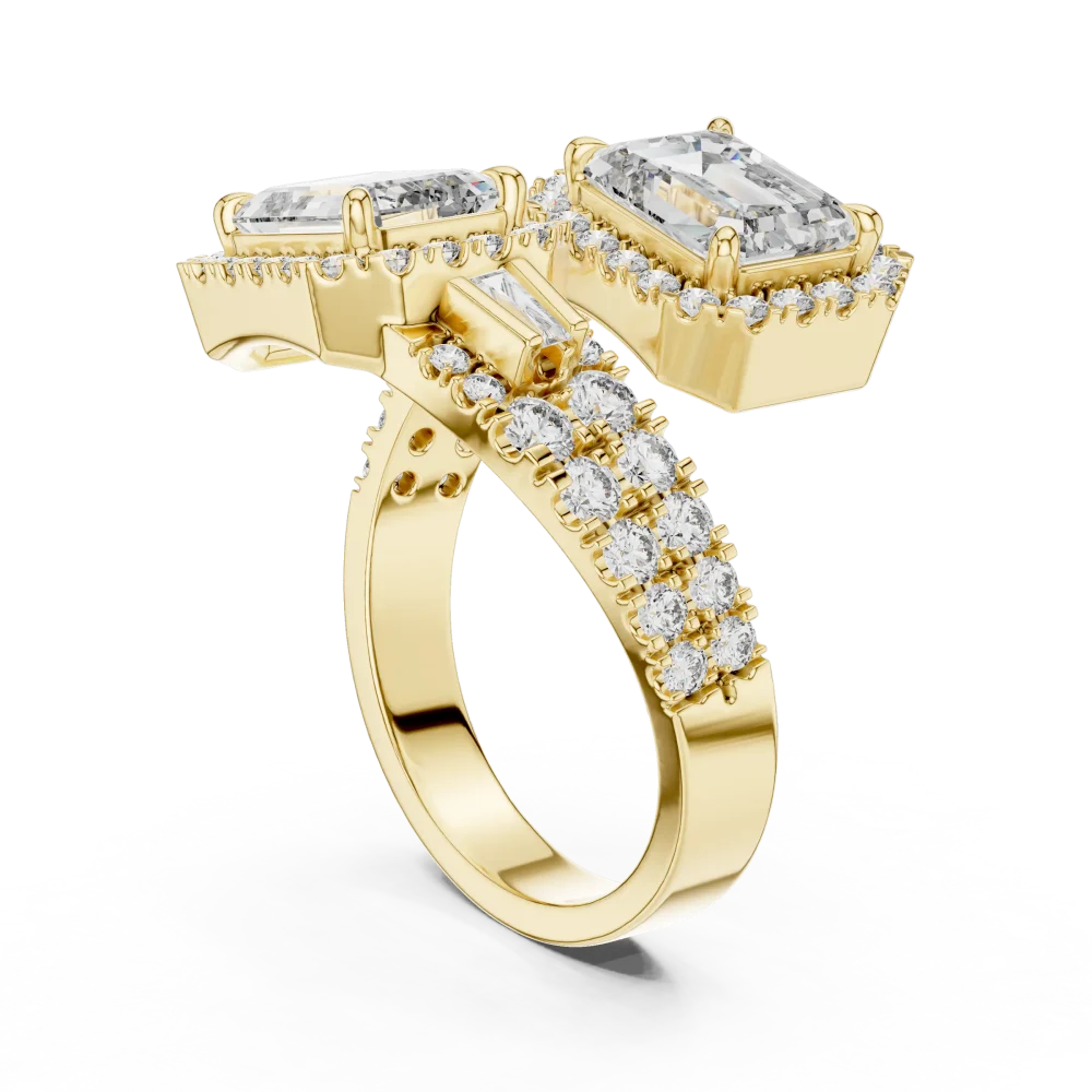 Luminary Emerald and Baguette Dual-Stone Architectural Ring - Image 3