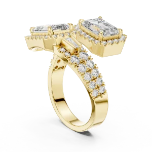 Luminary Emerald and Baguette Dual-Stone Architectural Ring - Image 3