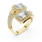 Luminary Emerald and Baguette Dual-Stone Architectural Ring