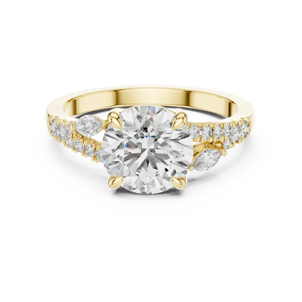 Ethereal Round Brilliant Marquise Accented Solitaire Ring - Image 2