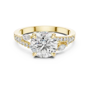 Ethereal Round Brilliant Marquise Accented Solitaire Ring - Image 2