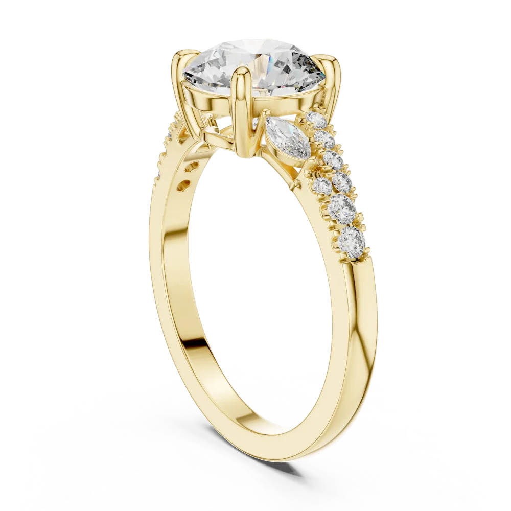 Ethereal Round Brilliant Marquise Accented Solitaire Ring - Image 3