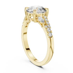 Ethereal Round Brilliant Marquise Accented Solitaire Ring - Image 3