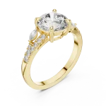 Ethereal Round Brilliant Marquise Accented Solitaire Ring