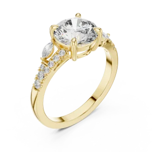 Ethereal Round Brilliant Marquise Accented Solitaire Ring