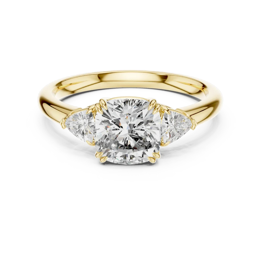 Ethereal Cushion and Trillion Three Stone Solitaire Ring - Image 2