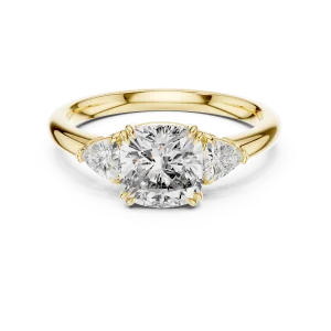 Ethereal Cushion and Trillion Three Stone Solitaire Ring - Image 2