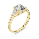 Ethereal Cushion and Trillion Three Stone Solitaire Ring