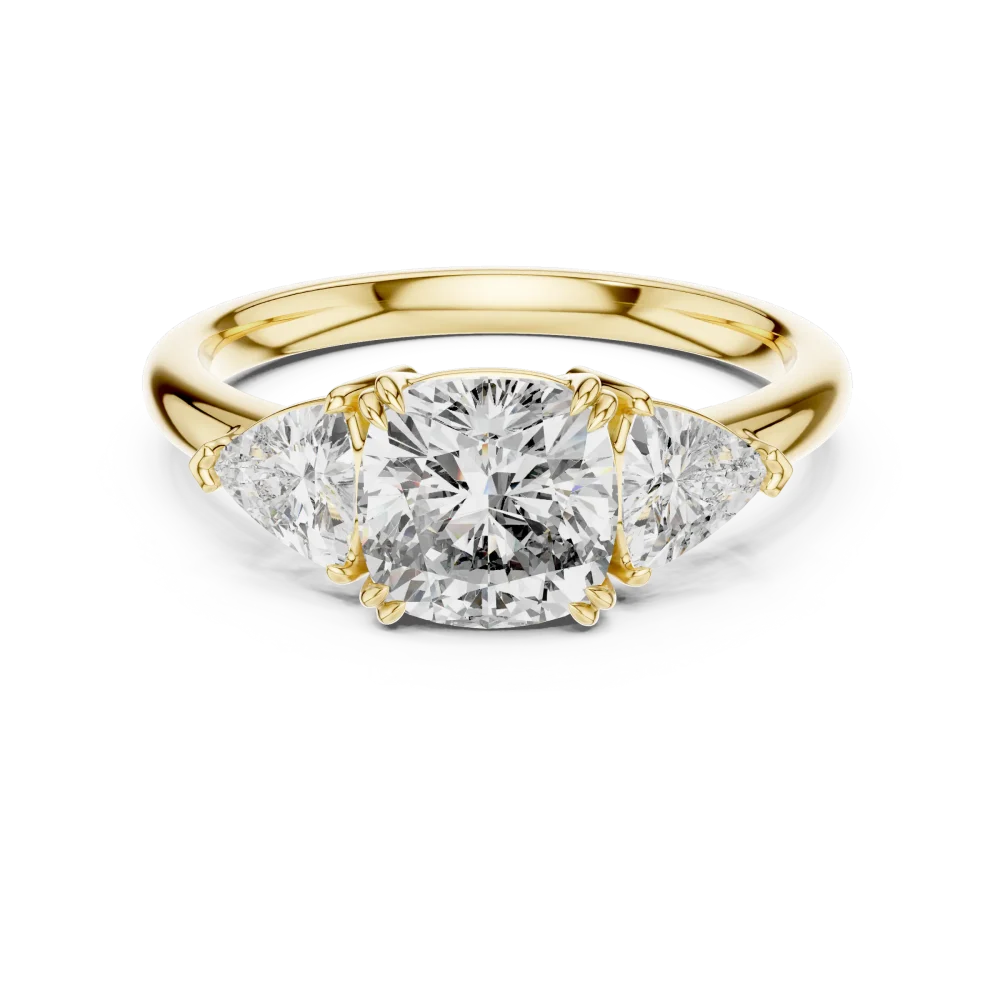 Ethereal Cushion and Trillion Three Stone Statement Ring - Image 2
