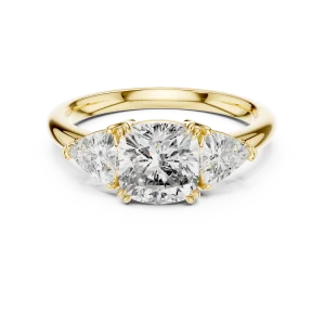 Ethereal Cushion and Trillion Three Stone Statement Ring - Image 2