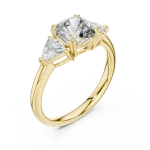 Ethereal Cushion and Trillion Three Stone Statement Ring