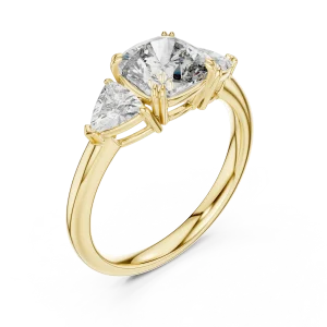Ethereal Cushion and Trillion Three Stone Statement Ring