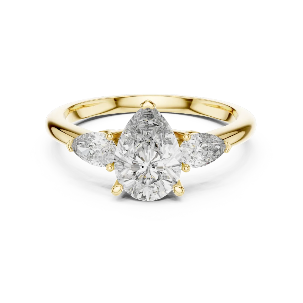 Ethereal Pear Cut Three-Stone Radiant Trilogy Ring - Image 2