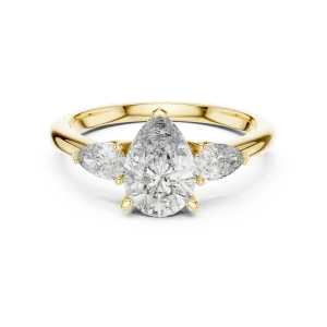 Ethereal Pear Cut Three-Stone Radiant Trilogy Ring - Image 2