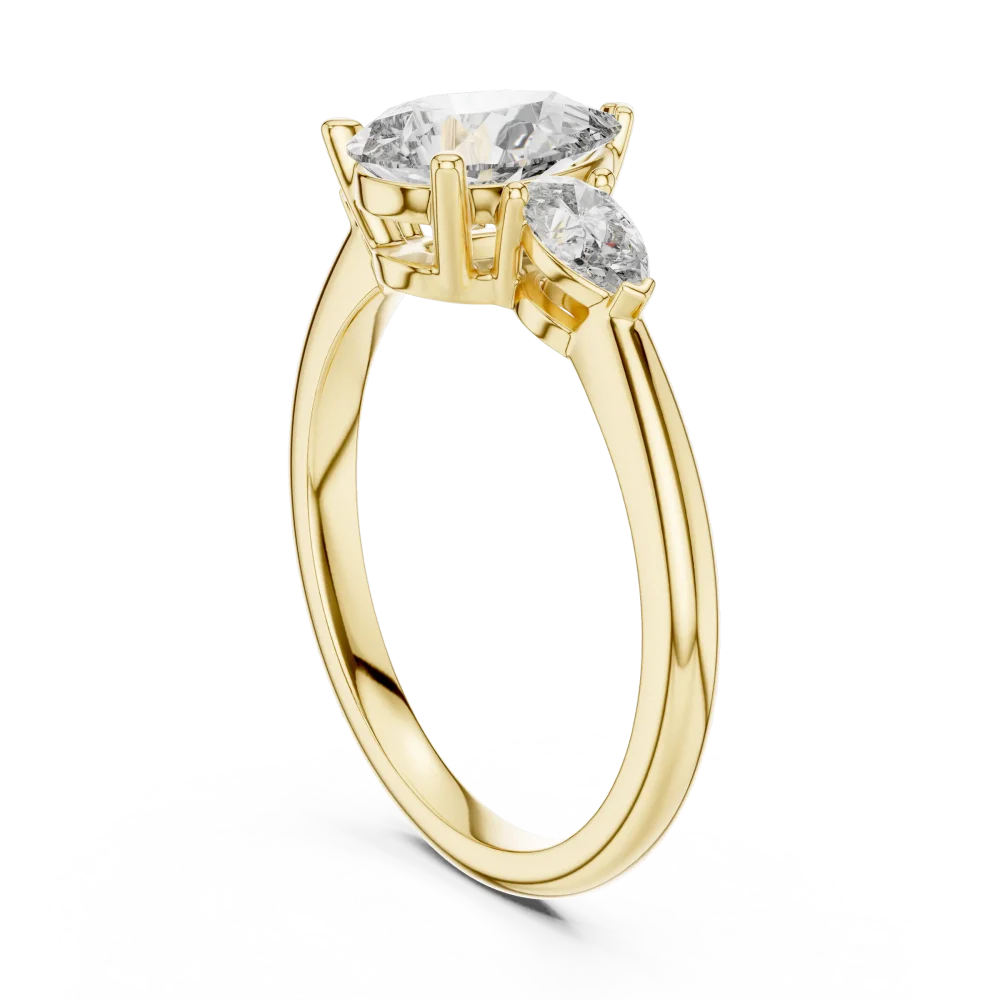 Ethereal Pear Cut Three-Stone Radiant Trilogy Ring - Image 3