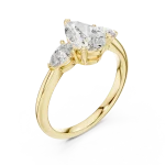 Ethereal Pear Cut Three-Stone Radiant Trilogy Ring
