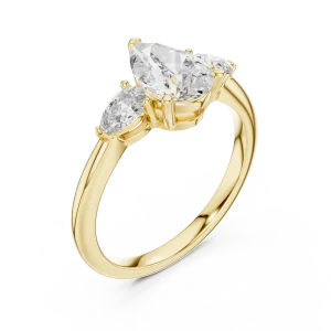 Ethereal Pear Cut Three-Stone Radiant Trilogy Ring