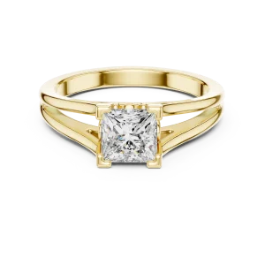 Architectural Princess Cut Split Shank Solitaire Ring - Image 2