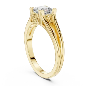 Architectural Princess Cut Split Shank Solitaire Ring - Image 3