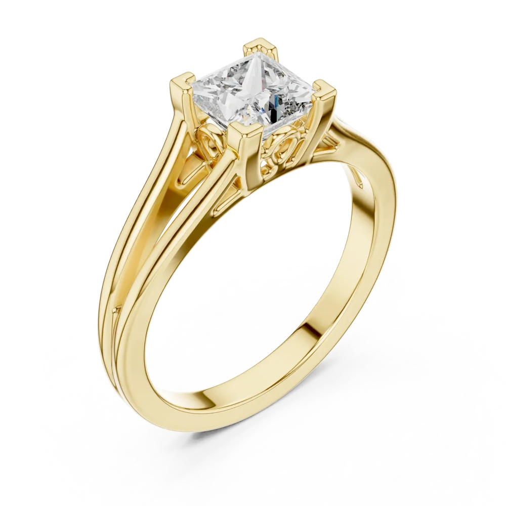 Discover the beauty of our architectural princess-cut solitaire ring. Crafted with a premium DIAMEUR diamond, it defines modern luxury. Shop today.