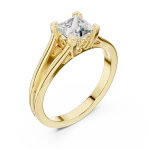 Architectural Princess Cut Split Shank Solitaire Ring
