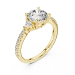 Luminary Round Brilliant and Trillion Three-Stone Solitaire Ring