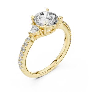 Luminary Round Brilliant and Trillion Three-Stone Solitaire Ring