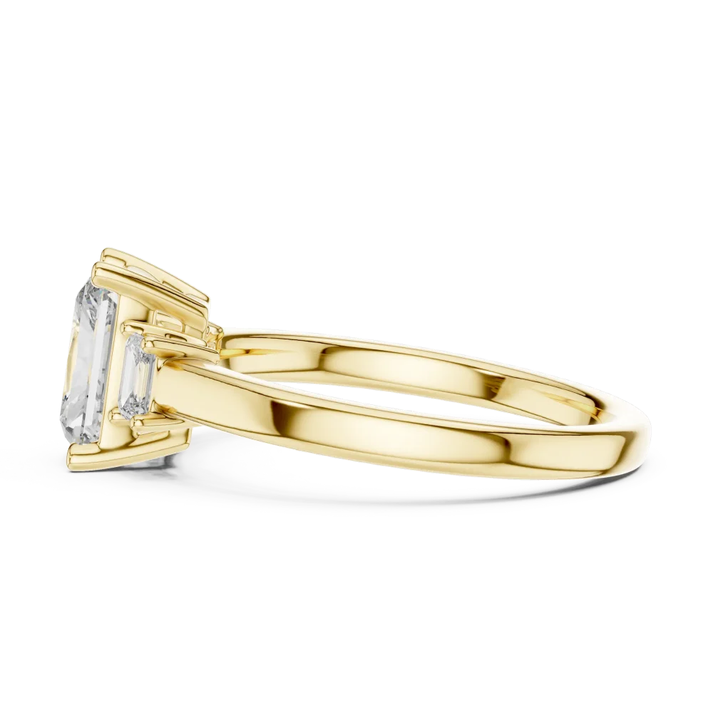 Luminary Radiant and Emerald Three Stone Silhouette Ring - Image 4