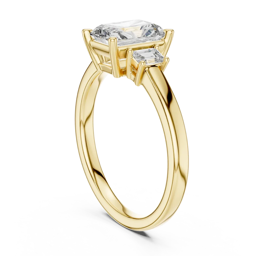 Luminary Radiant and Emerald Three Stone Silhouette Ring - Image 3