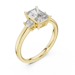 Luminary Radiant and Emerald Three Stone Silhouette Ring