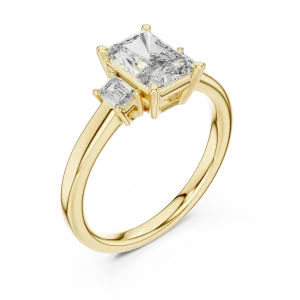 Luminary Radiant and Emerald Three Stone Silhouette Ring
