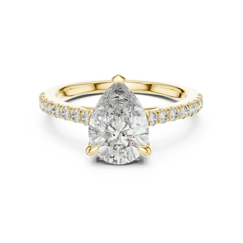Ethereal Pear Solitaire Pavé-Set Modern Classic Ring - Image 2